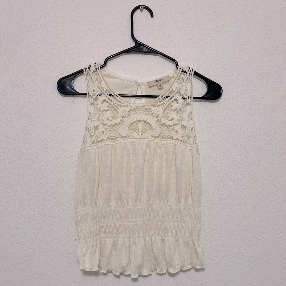 NWOT Elegant White Crochet Top from Atelier Sona